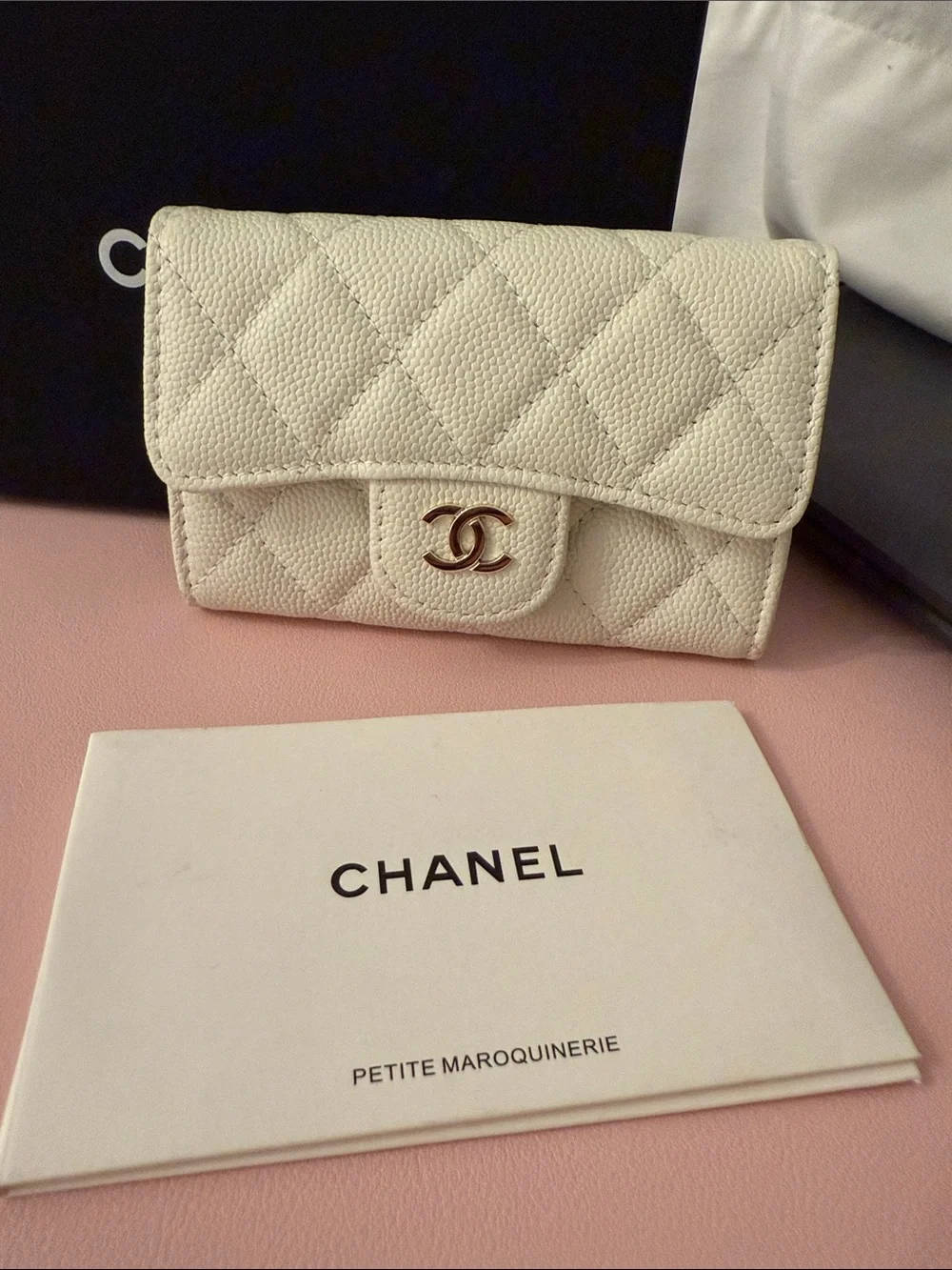 Chanel Quilted Flap Wallet in Ivory with Gold CC Logo